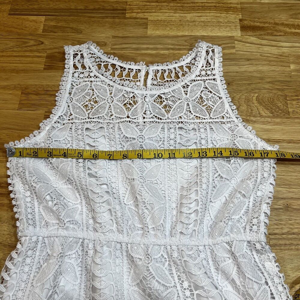 BB Dakota Sandra Dress White Lace Embroidery Mini Crochet Sz S - Picture 11 of 14